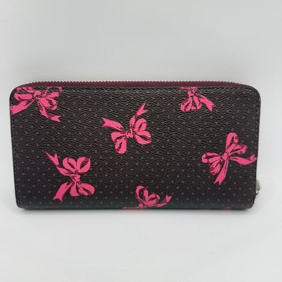 Coach Long Zip Around Wallet Signature Canvas Bow Print CZ327 - Picture 3 of 6